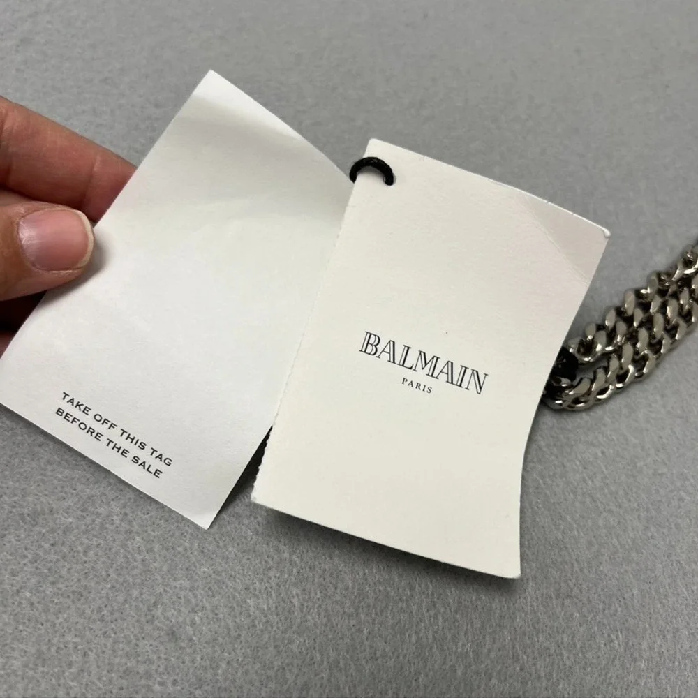 Balmain‎ Disco Leather Circle Crossbody Shoulder Bag White Small Chainlink Strap - Picture 15 of 16